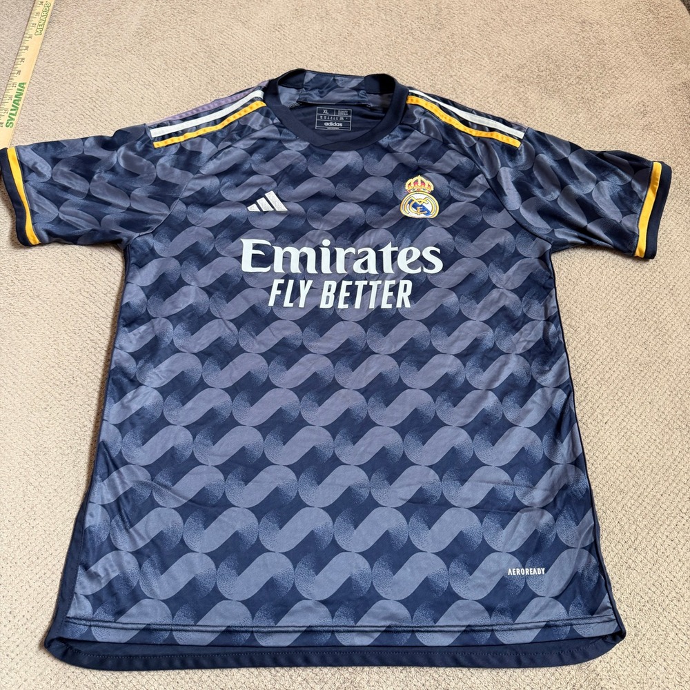 Adidas Real Madrid 2023-24 Away Jersey Navy Blue Yellow HS5184 Slim Fit XL